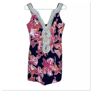 NWT Lilly Pulitzer Dress with Embellished Neckline Shift Dress